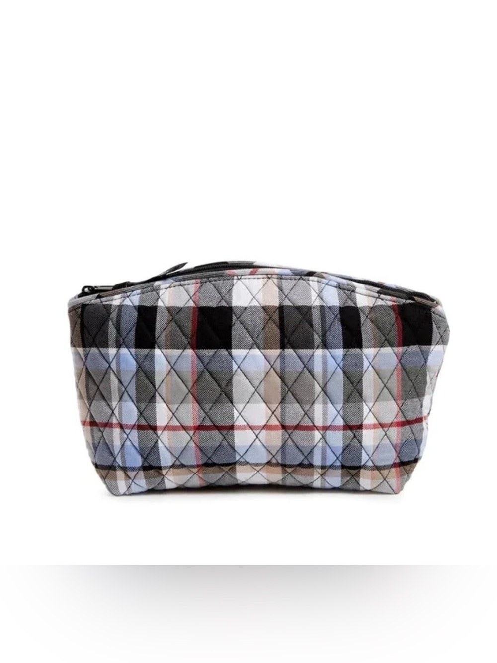 Vera Bradley Grand Travel Cosmetic Perfectly Plaid EUC Make Up Bag